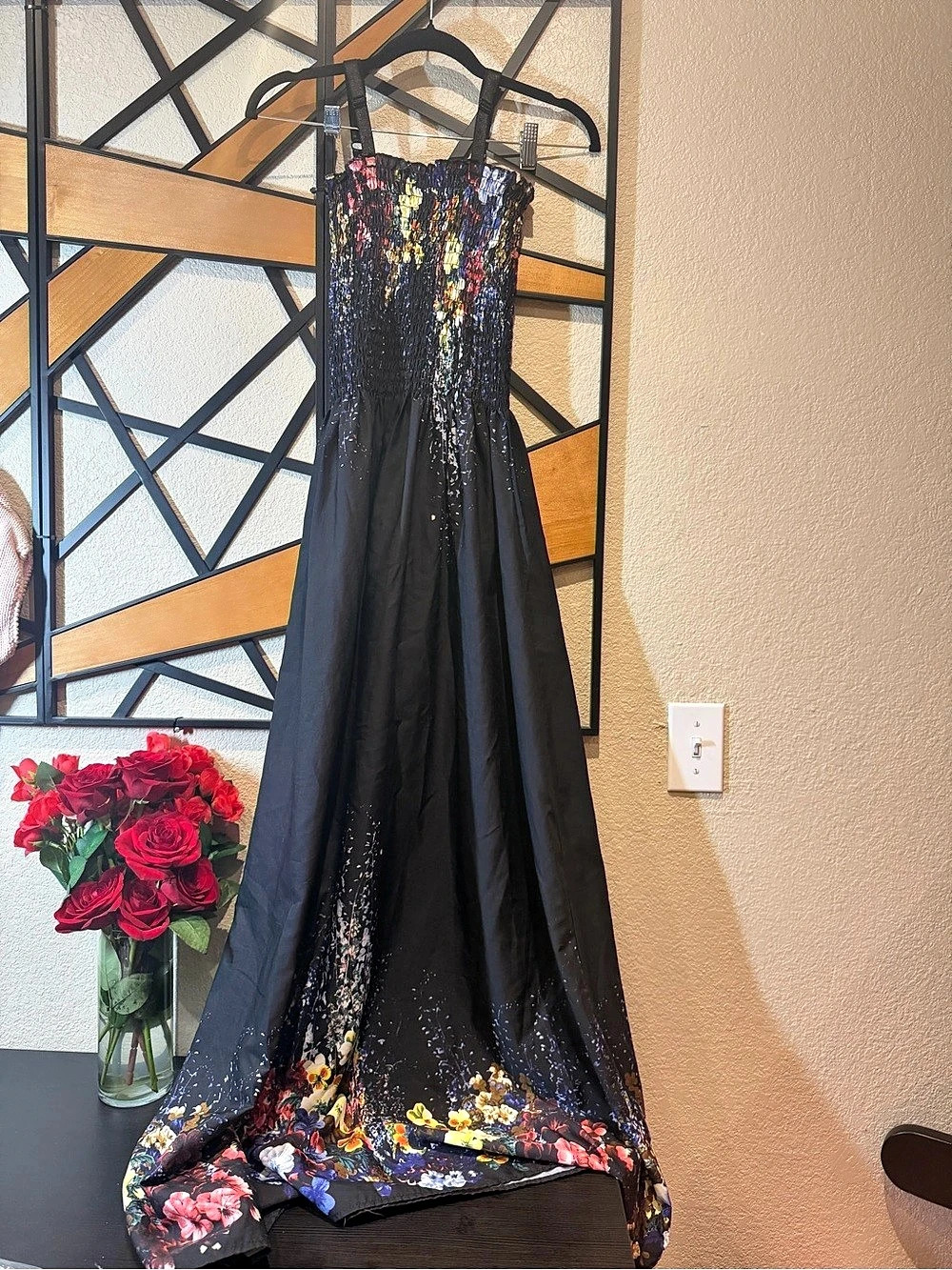 Floral Maxi Dress in Black & Multicolor Like New